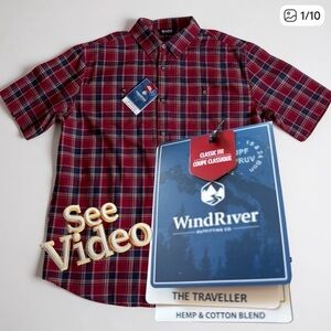 👛 (ANY 2/$25) WINDRIVER Red Plaid Short Sleeve Shirt NWT